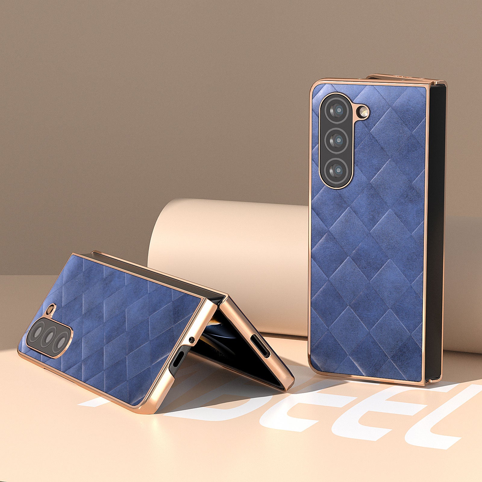 For Samsung Galaxy Z Fold5 5G Grid Texture Phone Case PU Leather PC Shell Electroplating Folding Cover For Samsung Galaxy Z Fold5 5G Grid Texture Phone Case PU Leather PC Shell Electroplating Folding Cover